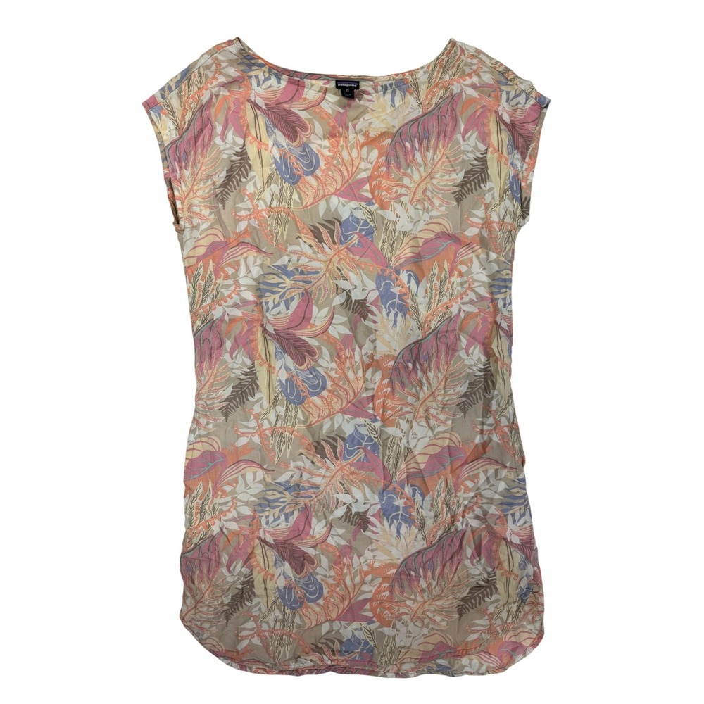 Patagonia Women's June Lake Dress Tropical Floral Pink Orange Tencel XS - Picture 1 of 6